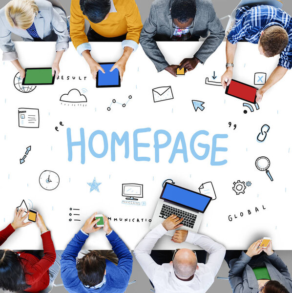 Businesspeople using digital devices