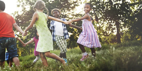 Multi ethnic children outdoors — Stock Photo, Image