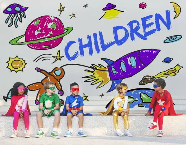 Superbohaterów dla dzieci do zabawy — Zdjęcie stockowe