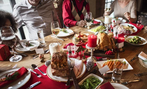 people sitting at served table