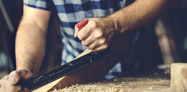 Woodeworker Craftsman in workshop — Stock Photo, Image