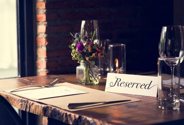 Reserved  served table in Restaurant — Stock Photo, Image