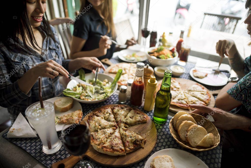 Friends Eating Pizza