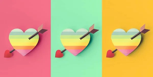 Romantic hearts with arrows — Stock Photo, Image