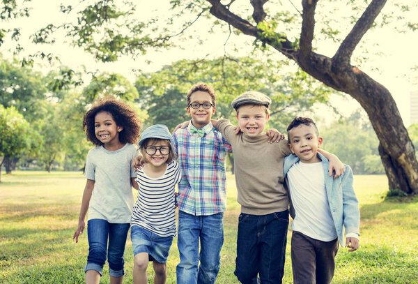 Cheerful Children playing at park