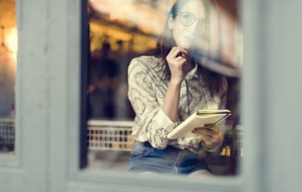 Writing Studying in Cafe — Stock Photo, Image