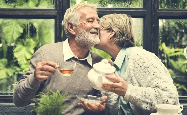 Senior pensionering träffas — Stockfoto