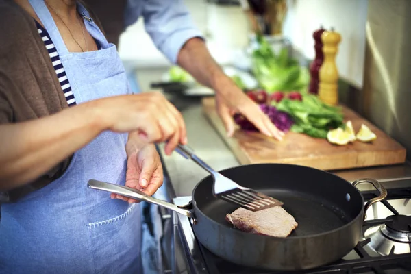 Senior Couple Cooking Together — Stock Photo, Image