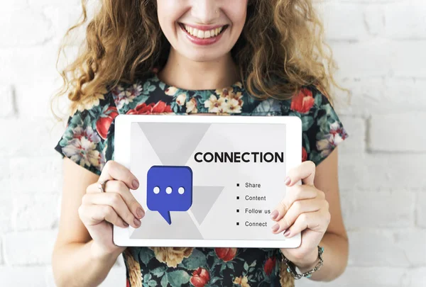 Woman holding digital tablet — Stock Photo, Image