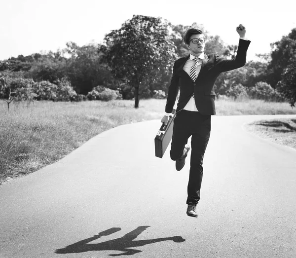 Happy businessman running. — Stock Photo, Image