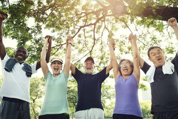 Senior Friends doing Exercise