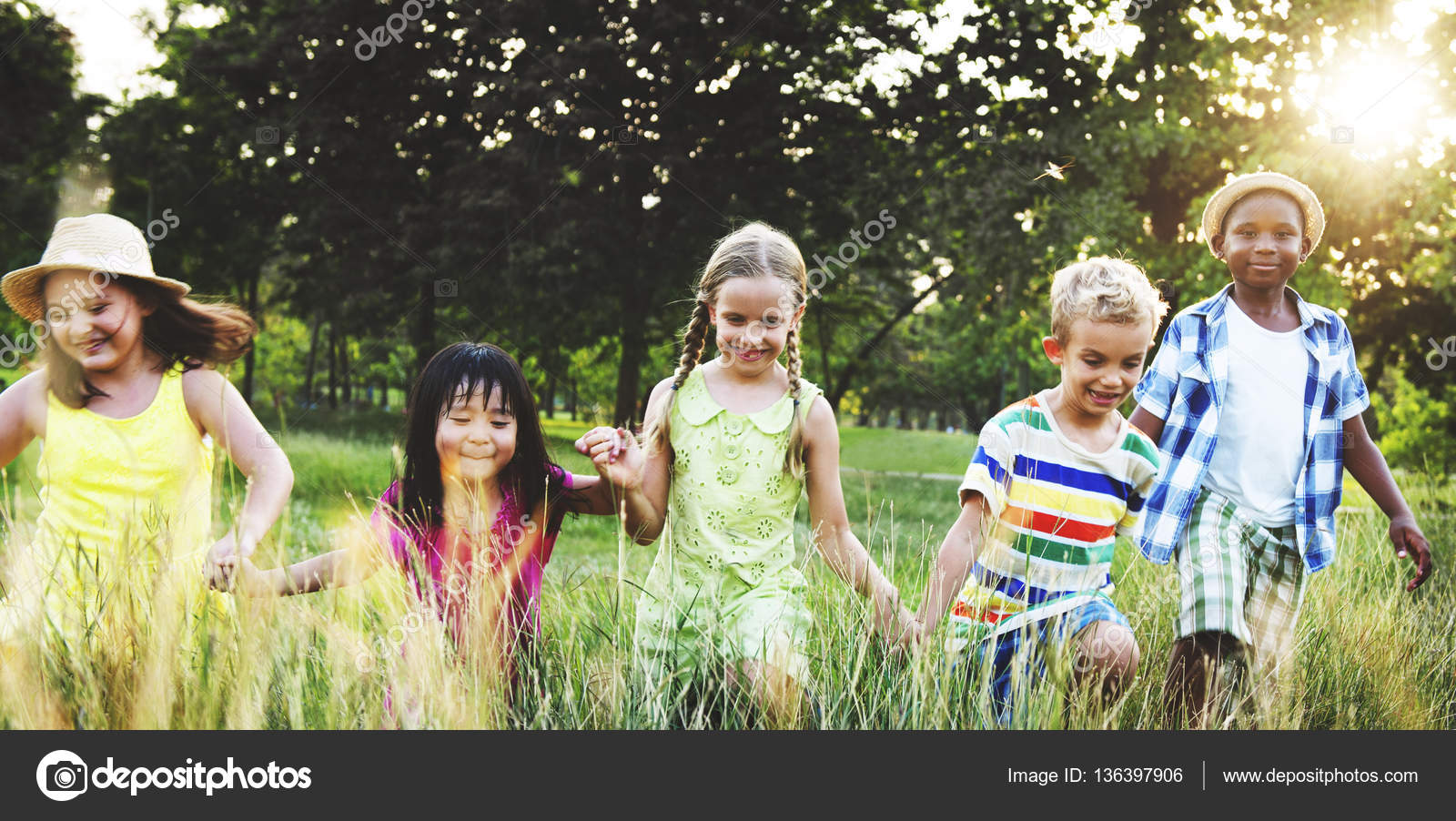 Multi Ethnic Children Playing Outdoors Stock Photo C Rawpixel