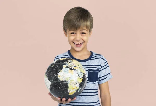 Boy holding Globe — Stock Photo, Image