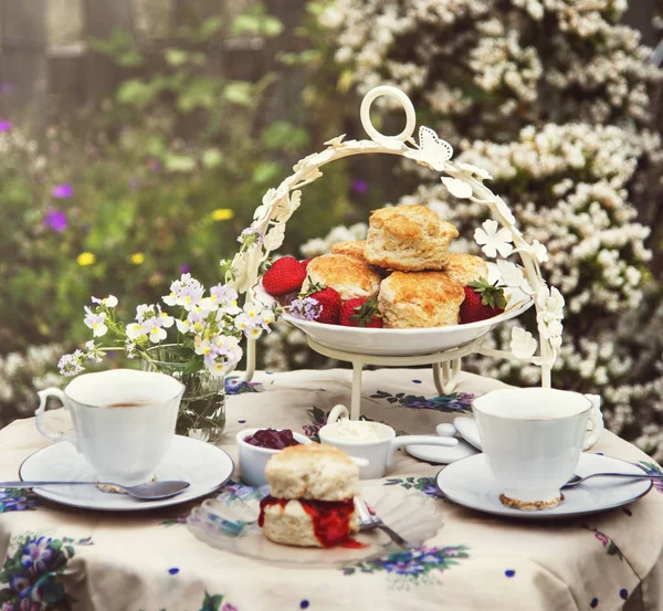 Mesa con té en Jardín — Foto de Stock