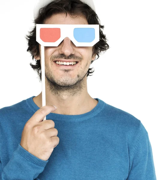 Homem atraente com óculos 3D — Fotografia de Stock