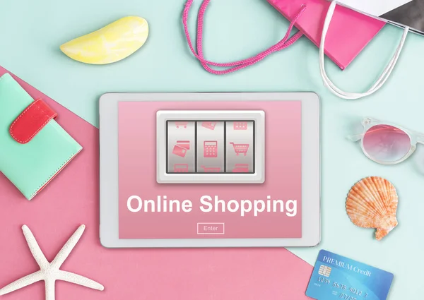 Tablet e concetto di shopping online — Foto Stock