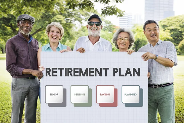 Pensioen Senior mensen en Plan Concept — Stockfoto
