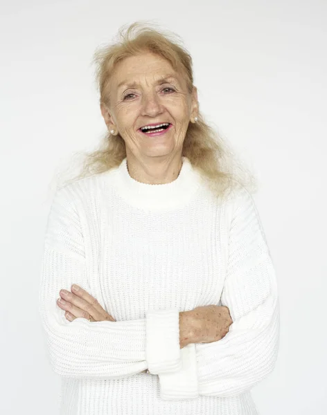 Felice donna adulta anziana — Foto Stock