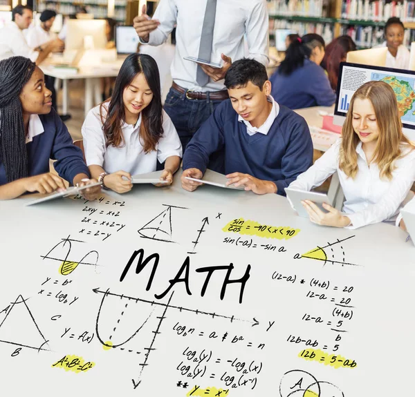 Diversity group of students at workplace table — Stock Photo, Image