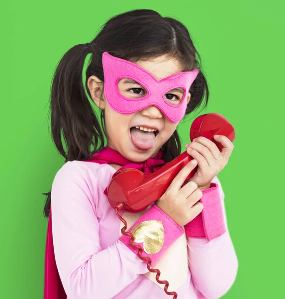 Menina em traje Superhero — Fotografia de Stock