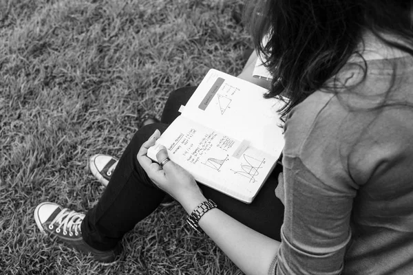 Fiatal diák tanulás a szabadban — Stock Fotó