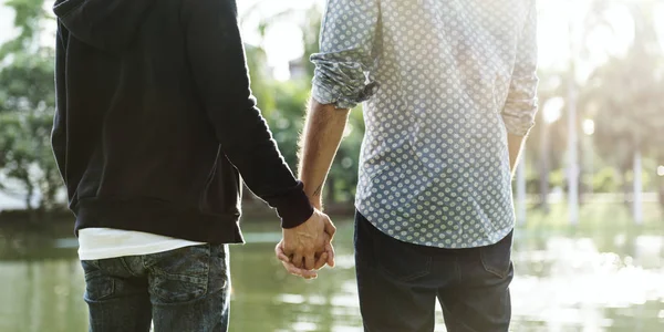 男同性恋夫妇牵着手 — 图库照片