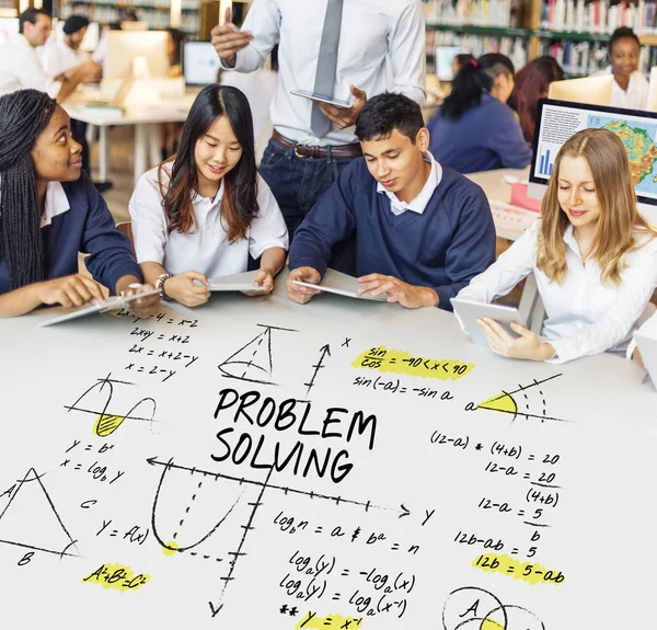 Diversity group of students at workplace table — Stock Photo, Image