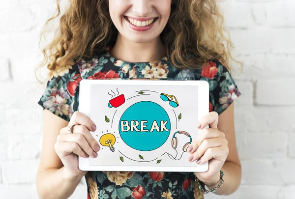 Woman holding digital tablet — Stock Photo, Image