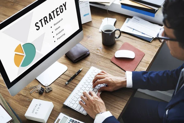 Businessman in suit using Computer — Stock Photo, Image