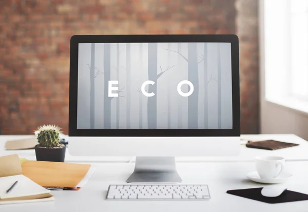 Computer monitor on table — Stock Photo, Image