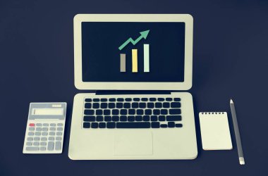 Ofis, banka donatımı ile dizüstü bilgisayar