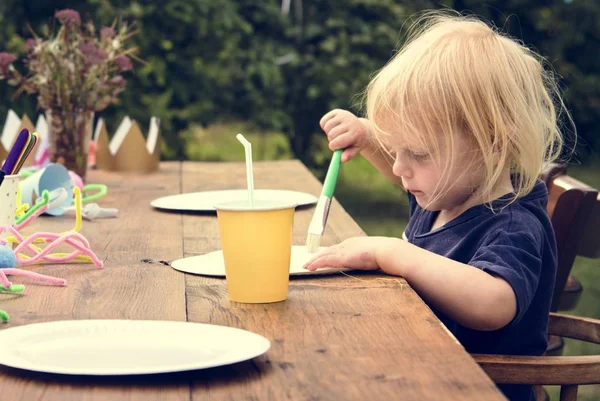 Enfant Apprentissage Peinture — Photo