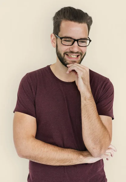 Schöner Mann mit der Hand am Kinn — Stockfoto