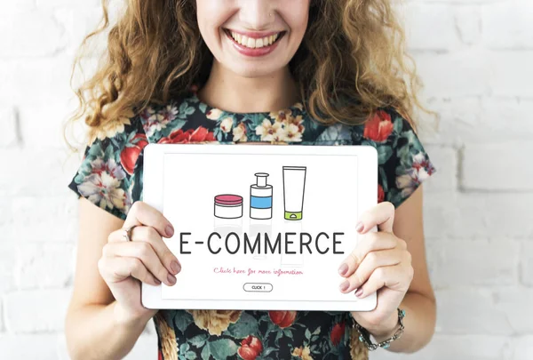 Woman holding digital tablet — Stock Photo, Image