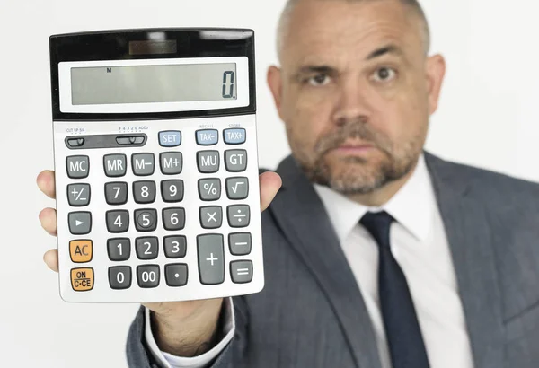 Muž hospodářství kalkulačka — Stock fotografie