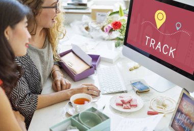 women at beautiful workplace table clipart