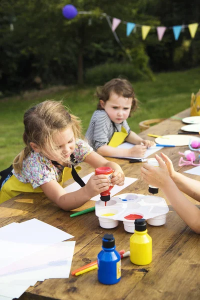 Enfant Apprentissage Peinture — Photo