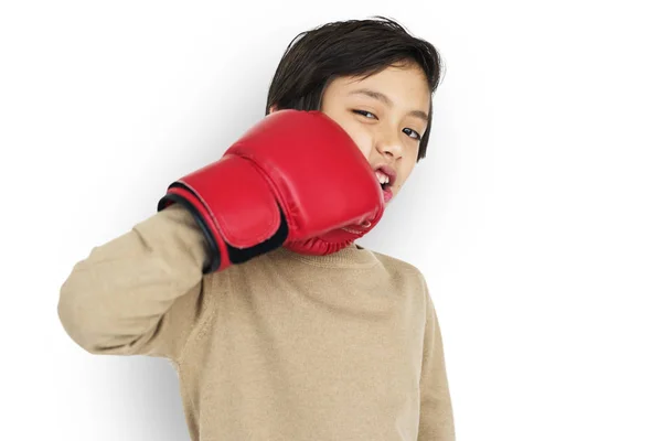 Boy Boxing his face — Stock Photo, Image