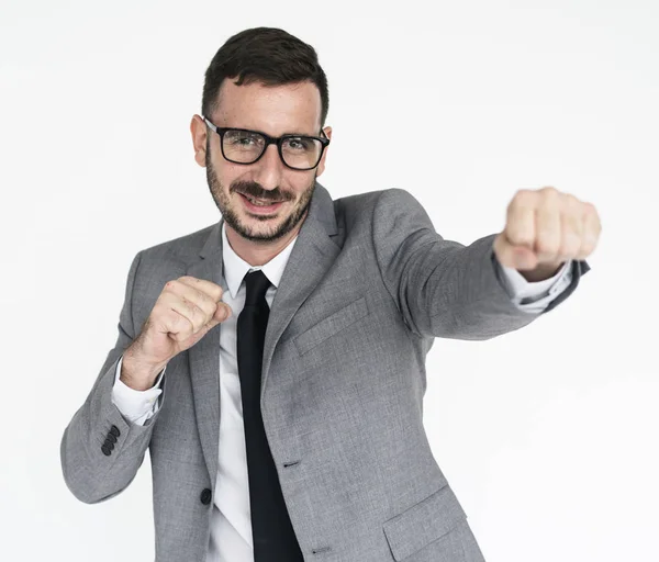 Jovem empresário lutando — Fotografia de Stock