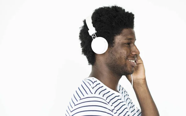 Young African Man with headphones — Stock Photo, Image