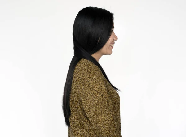 Mulher com cabelos longos escuros — Fotografia de Stock