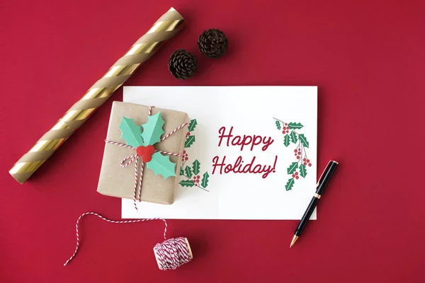 Tarjeta de Navidad y regalo — Foto de Stock