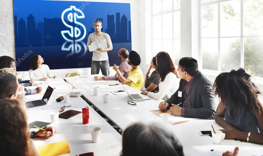 Group of diversity people at seminar with money Concept