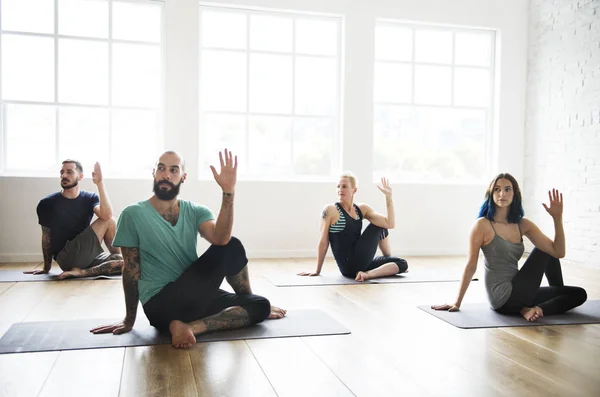 friends doing Yoga Practice Exercise