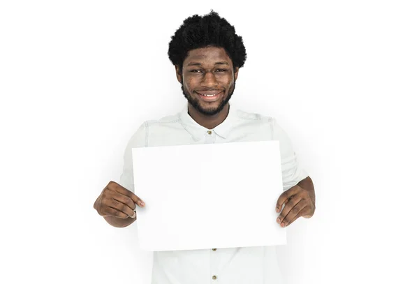 Homem segurando cartaz — Fotografia de Stock