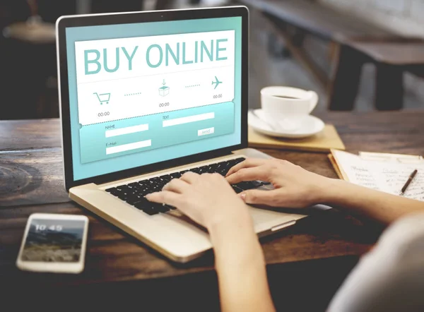 Woman hands on laptop keyboard — Stock Photo, Image