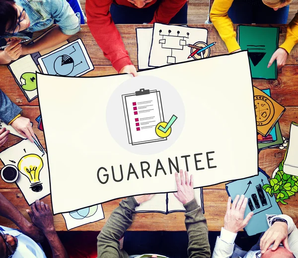 People sitting at table with blank — Stock Photo, Image