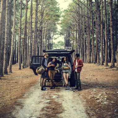 Araba park orman arkadaşları 