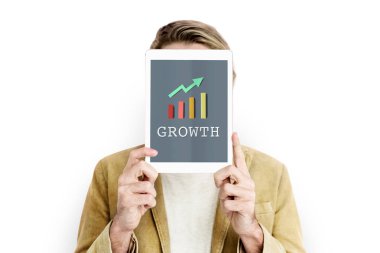 kişi holding dijital tablet 