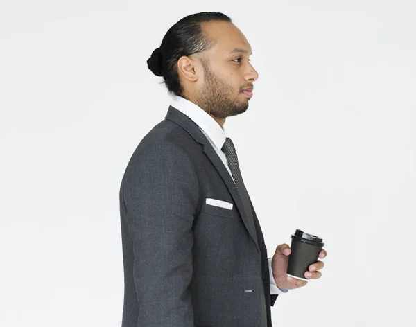 Business man holding cup of cofee — Stock Photo, Image